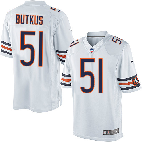 Men's Limited Dick Butkus Nike Jersey White Road - #51 NFL Chicago Bears